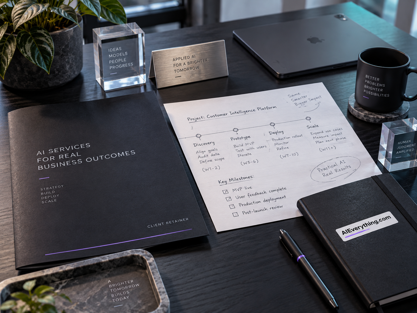 AIEverything.com consulting concept with planning materials